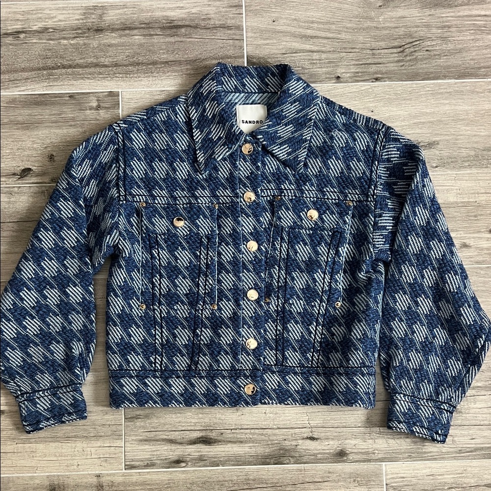 Blue Houndstooth Women's Jacket - Sandro